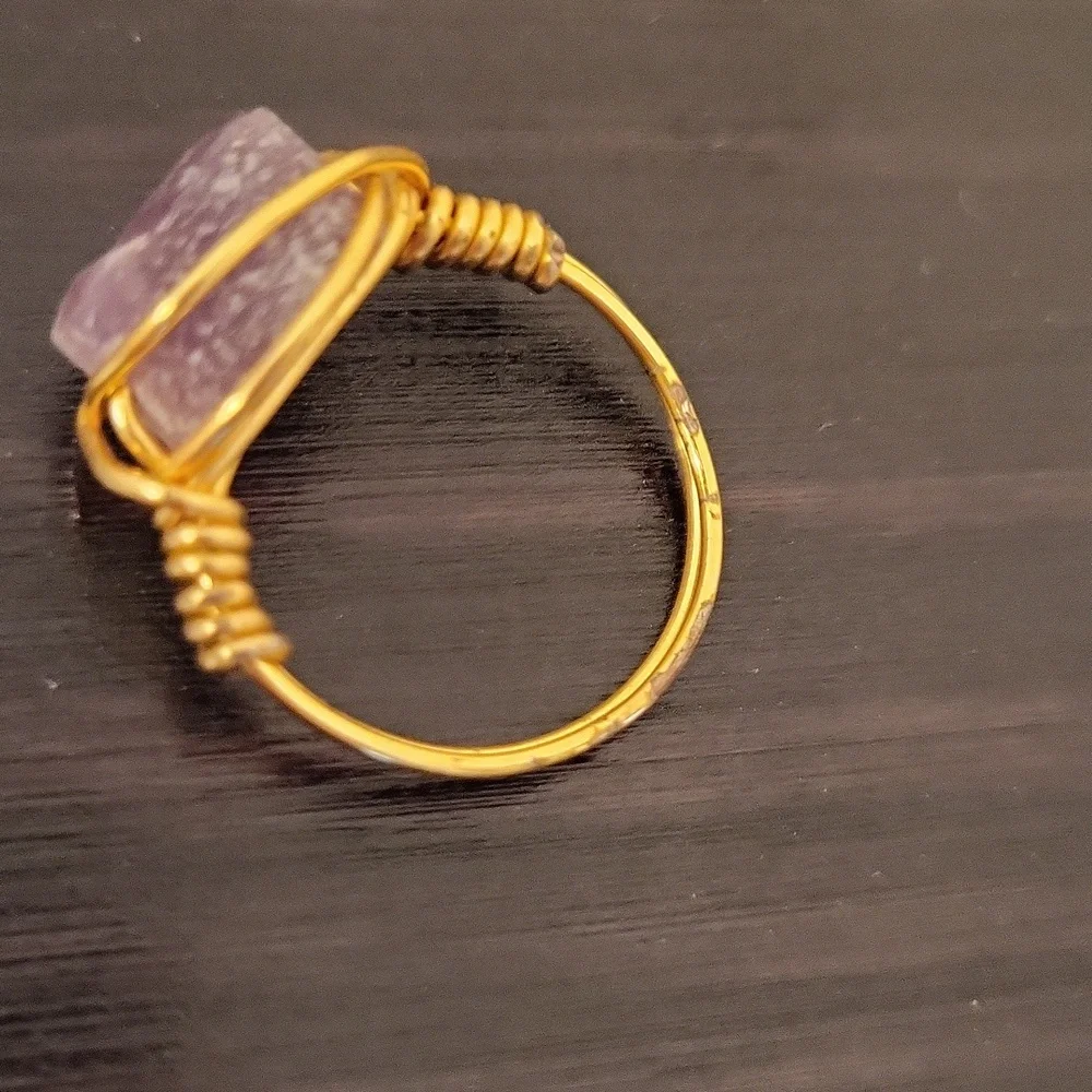 Raw Amethyst Gemstone Wire Wrap Ring